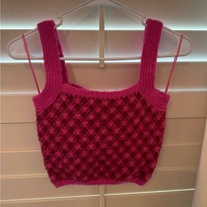 Zara NWT Hot Pink Checkered Crop Top Size Small